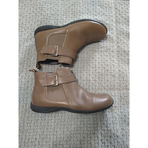 Vionic Ankle Faux Leather Orthoheel Technology Boots Brown Beige Size 9 - Picture 2 of 11